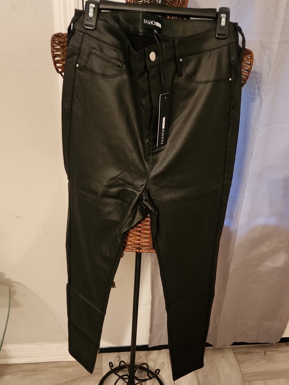 Fashion Nova Women Black Faux Leather Pants